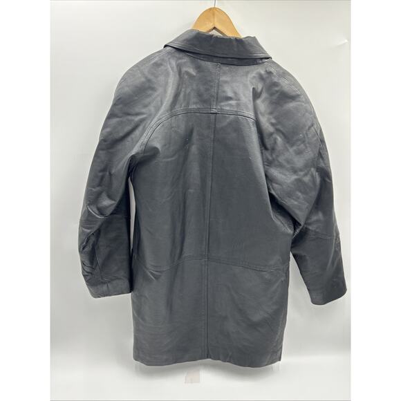VINTAGE Savannah Women Black Leather Coat Jacket Size SMALL Retro Sleak Soft - Picture 4 of 11